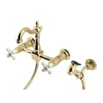 thumbnail image 1 of Heritage Wall Mount Bridge Kitchen Faucet with Brass Sprayer, Polished Brass, 1 of 1