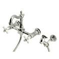 thumbnail image 1 of Heritage Wall Mount Bridge Kitchen Faucet with Brass Sprayer, Polished Nickel, 1 of 1