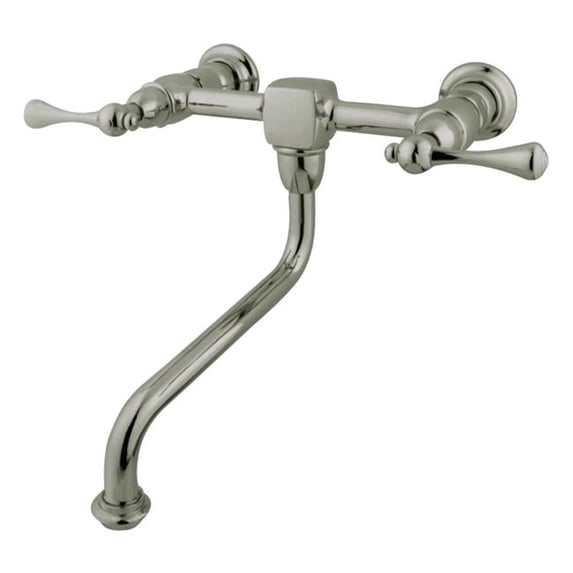 Heritage Wall-Mount Vessel Sink Faucet & Metal Lever Handle Satin Nickel