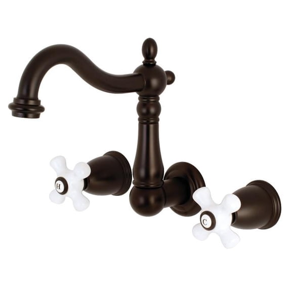 Heritage Wall Mount Vessel Sink Faucet - Oil Rubbed Bronze - 17.28 x 7.55 x 3.94 in.
