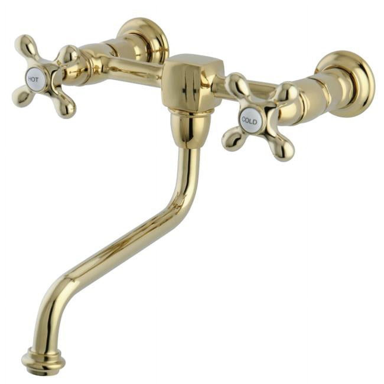 Heritage Polished Brass 8" Wall Mount Bathroom Faucet