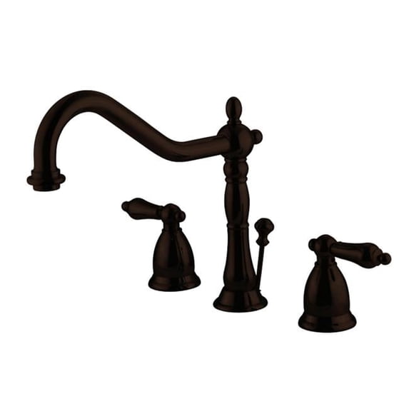 Heritage Widespread Lavatory Faucet with Brass Pop-Up Drain Assembly Metal Lever Handle, Oil Rubbed Bronze