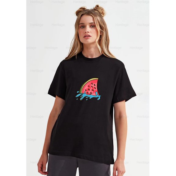 Heritage82 Shark Fin as Watermelon Graphic Design Top Gift Now Now Now , for Unisex, up to size 5XL