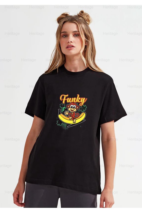 Funky Monkey with Banana Graphic Design for T-Shirts, Sweatshirts, Hoodies , for Unisex, up to size 5XL