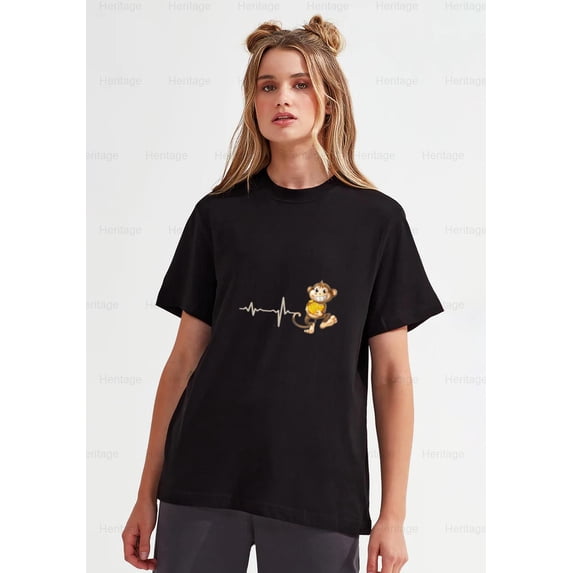 Heritage83 Monkey Banana Heartbeat Graphic Design T-Shirt, SW, Hoodie Now Now Now Now , for Unisex, up to size 5XL