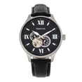 thumbnail image 1 of Heritor Automatic Harding Semi-Skeleton Leather-Band Watch - Silver/Black, 1 of 9