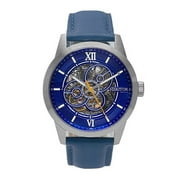 Heritor Automatic Jonas Leather-Band Skeleton Watch - Silver/Blue