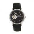 thumbnail image 1 of Heritor HERHR7702 Automatic Landon Semi-Skeleton Leather Band Mens Watch - Silver & Black, 1 of 3