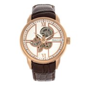 Heritor HERHR8304 Automatic Sanford Semi-Skeleton Leather Band Watch for Men, Rose Gold & Brown