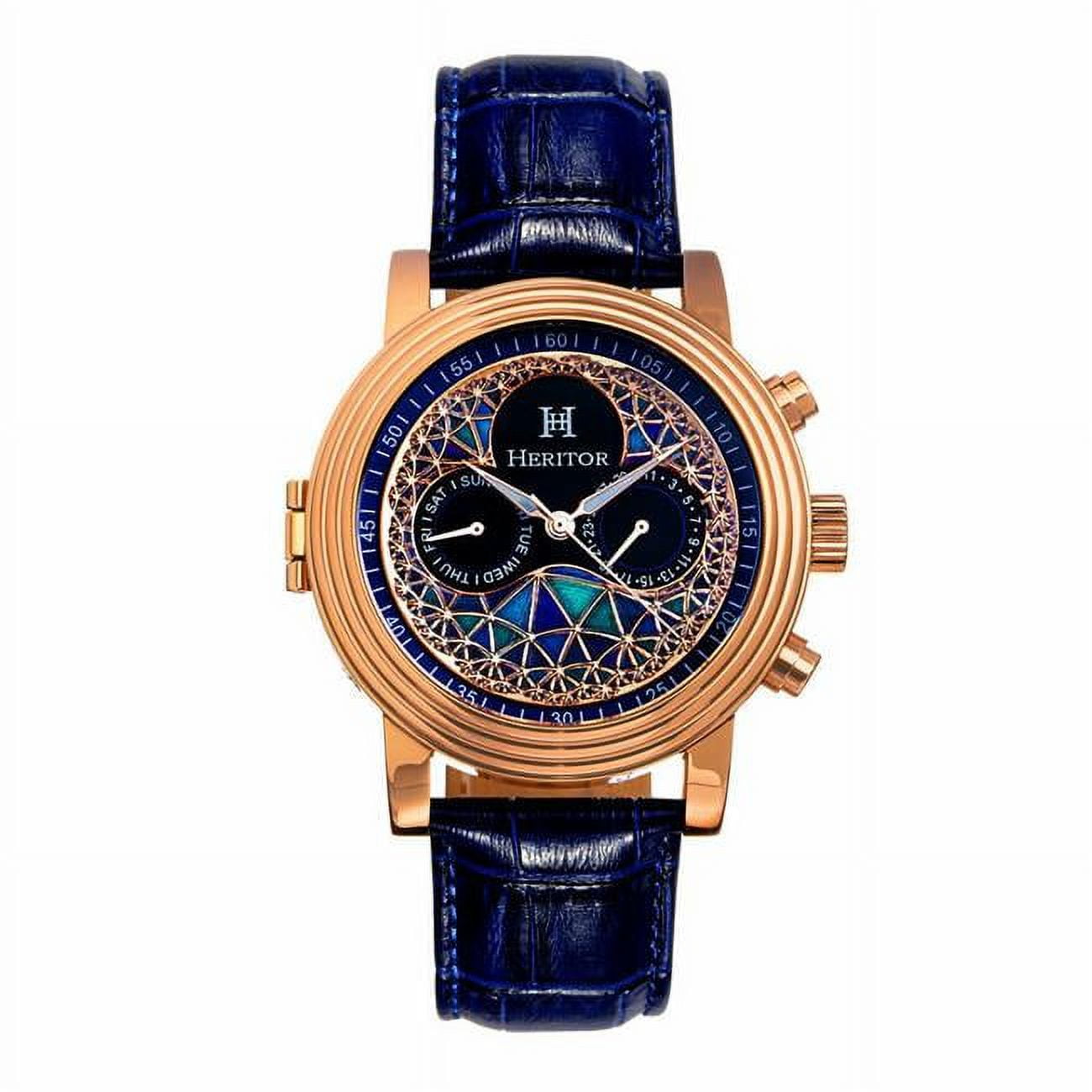 Heritor Legacy Mens Automatic Rose Gold Leather-Band Kuwait Ubuy