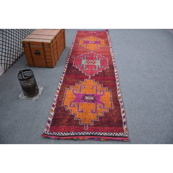 Herki Rug, Oushak Rug, 3.1x11.6 ft Area Rug, Brown Home Decor Rug, Vintage Rug, Turkish Rug, , Rugs For Indoor, Ethnic Kitchen Rug