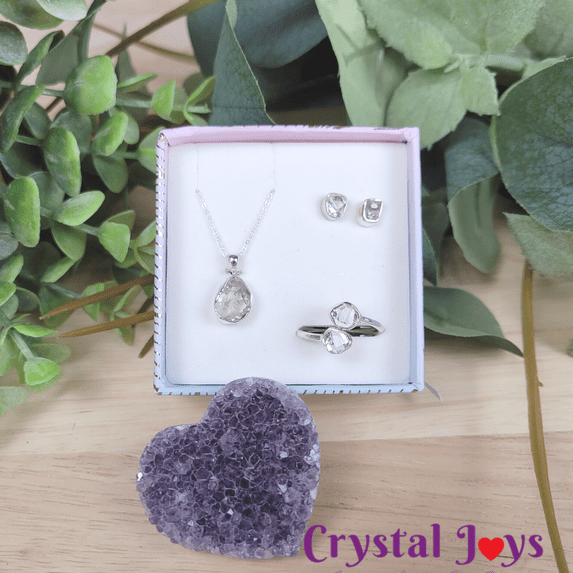 Herkimer Diamond Rough Jewelry Set