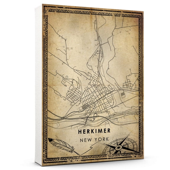 Herkimer Vintage Map Prints Canvas, New York Map Art Canvas, Canvas, Herkimer Map City style vintage Canvas , Canvas Wall Art, Street Map Artwork Canvas