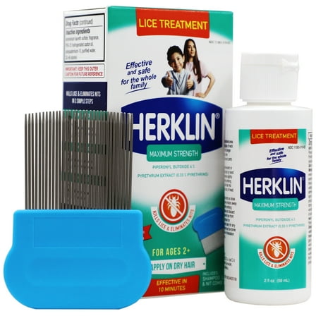 (2 pack) Herklin Head Lice Treatment Shampoo, Prevents Lice, Eliminates Nits, All Hair Types, 2 Fo 1 Pack