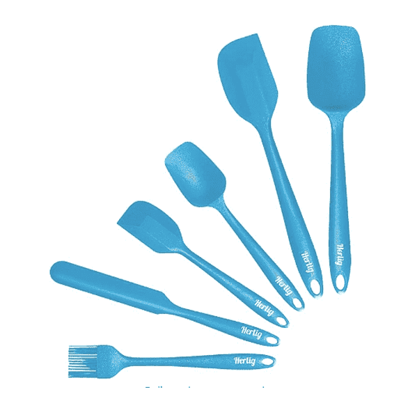 Herlig 6-Piece Silicone Kitchen Utensil Set, Heat-Resistant Non-Stick Cooking Tools with Ergonomic Handles, Blue