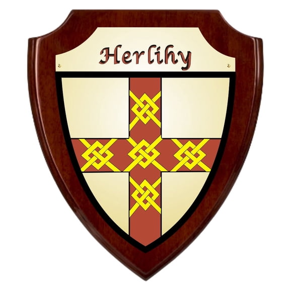 Herlihy Irish Coat of Arms Shield Plaque - Rosewood Finish