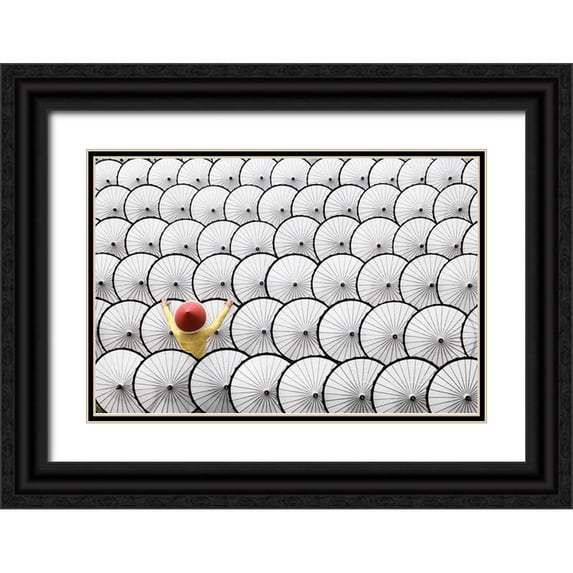 Herliyanto, Gatot 24x17 Black Ornate Wood Framed with Double Matting Museum Art Print Titled - White Umbrella