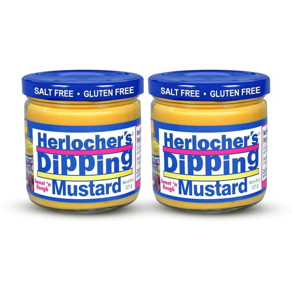 Herlocher's Dipping Mustard | Made from Gluten free and Natural Ingredients | Spicy Mustard Ideal for Snacking, Food and Serving at Parties - 8 Oz (Pack of 2)