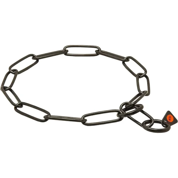 Herm Sprenger Black Long Link Fur Saver Dog Training Collar Nu Pull Slip Chain