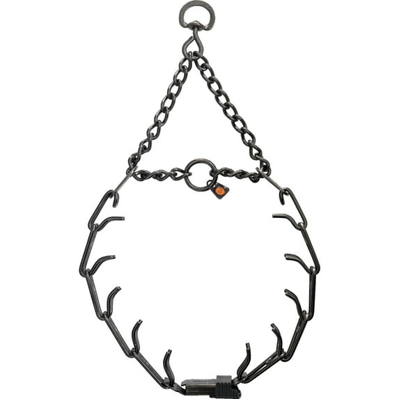 Herm. Sprenger® Black Stainless ULTRA-PLUS Dog Training Collar with ClicLock and Assembly Chain, Black Stainless, 3.2 mm x 18" Neck Size; 24" Chain Length