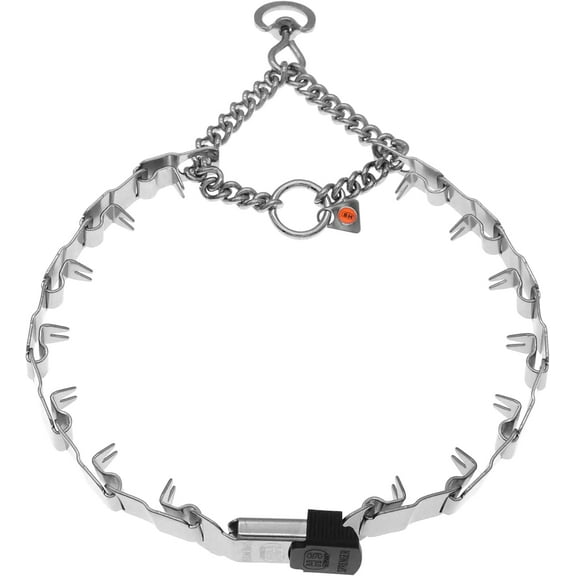 Herm Sprenger NeckTech Sport Stainless Steel Dog Training Prong Collar with ClicLock Buckle and Assembly Chain No-Pull Collar with Swivel D-Ring Made in Germany (25in (Neck Size up to 22in))