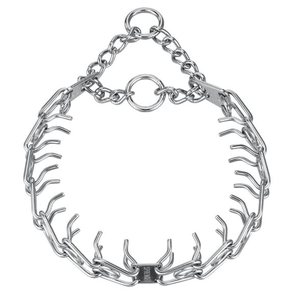 Herm. Sprenger ULTRA-PLUS Dog Training Collar with Center Plate & Assembly Chain with 2 Rings, No Color, 3.0 mm x 18" Neck Size; 24" Chain Length