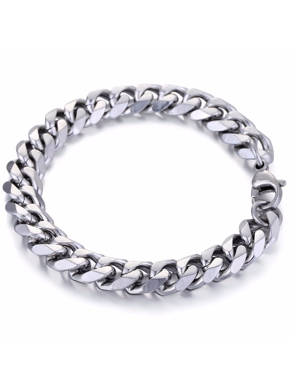 11mm Mens Boys Curb Cuban Chain Bracelet Stainless Steel 8-11inch
