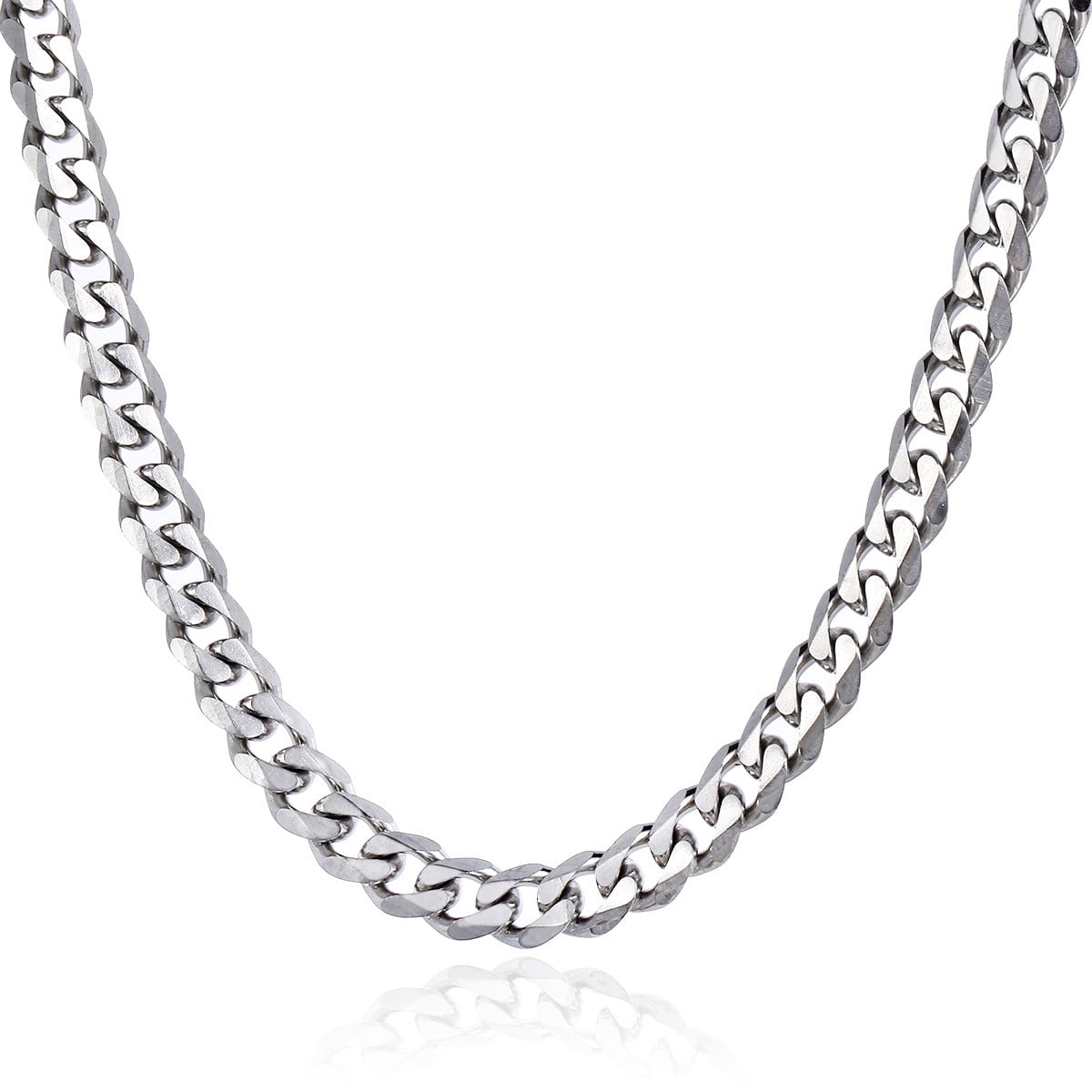 Hermah 11mm Silver Tone Stainless Steel Curb Cuban Necklace Mens Womens Chain 18-36inch