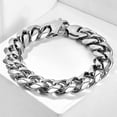 thumbnail image 1 of Hermah 15mm Wide 9inch Men's 316L stainless steel Curb Cuban Link Bracelet Chain, 1 of 6