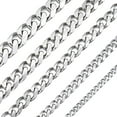 thumbnail image 1 of Hermah 3/5/7/9/11mm 16"-30" Stainless Steel Silver Tone Chain Cuban Curb Men Necklace, 1 of 5