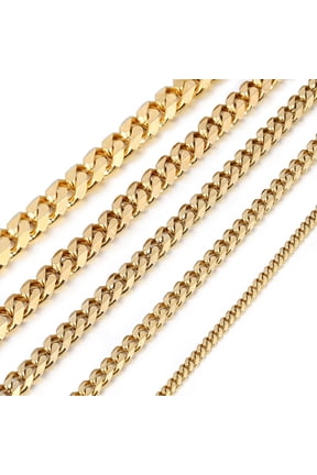 3/5/7/9/11mm Wide 16"-30" Mens Gold Plated Stainless Steel Chain Cuban Curb Necklace