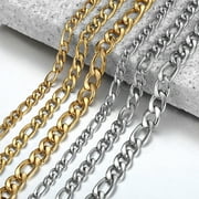 Hermah 3/5/7/9mm Stainless Steel Mens Figaro Chain Necklace 18-24inch