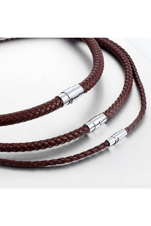 4/6/8mm Man-made Leather Necklace Choker for Men 14-24inch