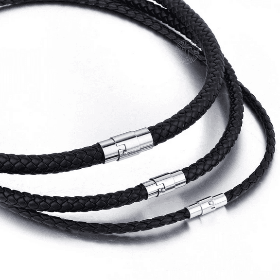 Hermah 4/6/8mm Man-made Leather Necklace Choker for Men 14-24inch