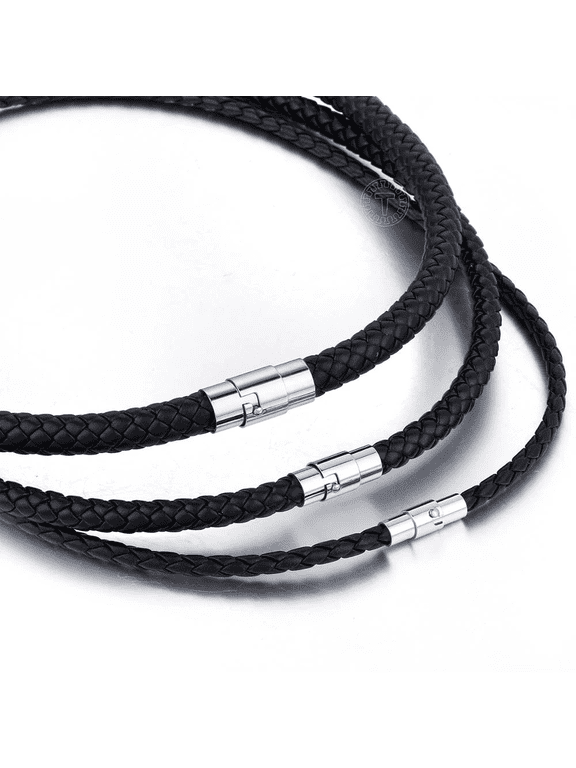 4/6/8mm Man-made Leather Necklace Choker for Men 14-24inch