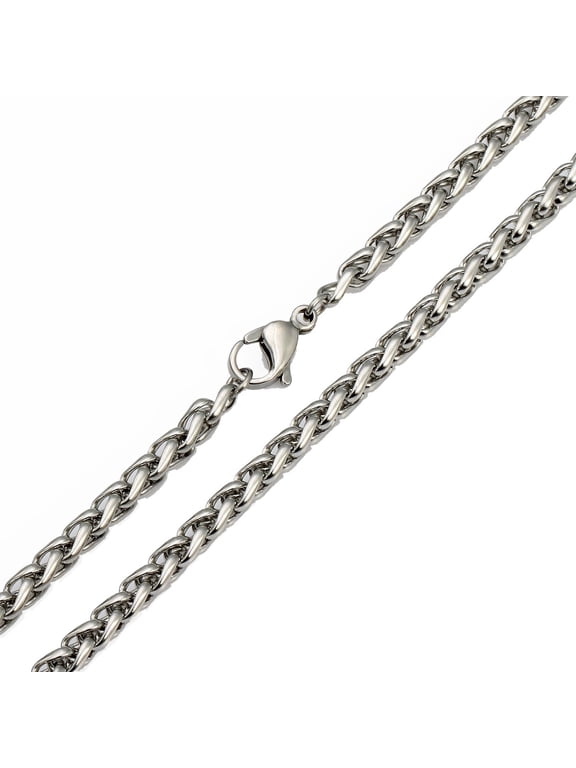 4mm Mens Wheat Style Necklace Stainless Steel Chain 18-26inch
