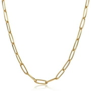 Hermah 4mm Womens Girls Paperclip Chain Necklace Gold Color 16-20inch