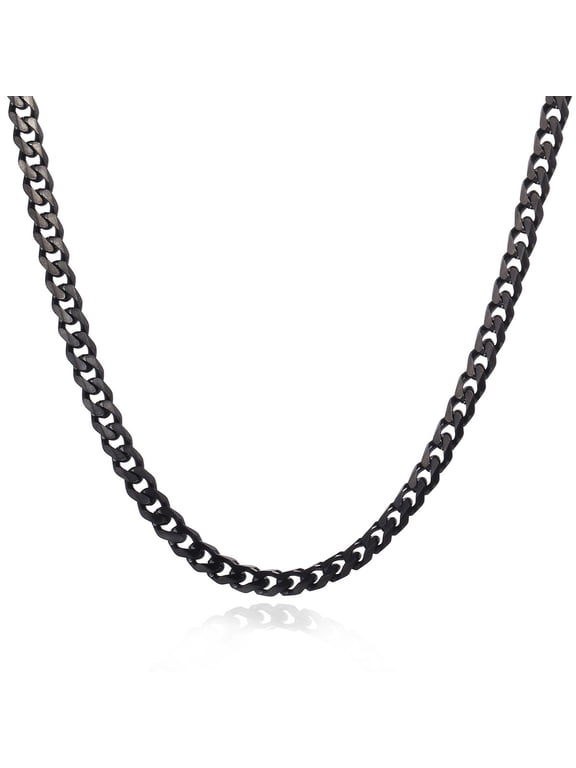 5mm Black Tone Stainless Steel Curb Cuban Necklace Mens Womens Chain 18-36inch