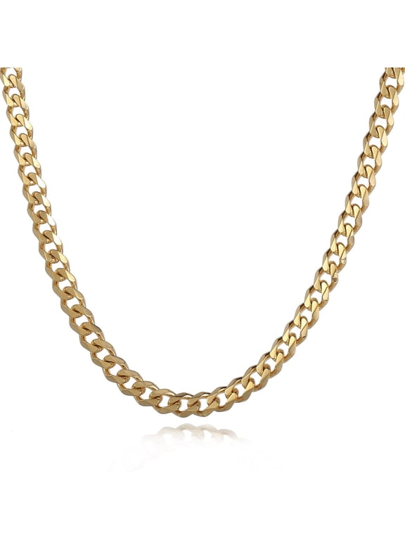 5mm Mens Gold Tone Curb Cuban Necklace Stainless Steel Chain 18-24inch