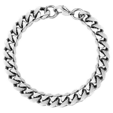 Hermah 9mm Stainless Steel Chain Bracelet Curb Cuban Link For Men