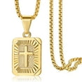 thumbnail image 1 of Hermah Men Women 18-24inch Gold Filled Christian Cross Pendant Necklace Charm Box Chain Halloween Christmas Jewelry, 1 of 5