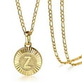 thumbnail image 1 of Hermah Round Gold Plated Initial Letter Pendant Necklace Figaro Chain 18inch, 1 of 5