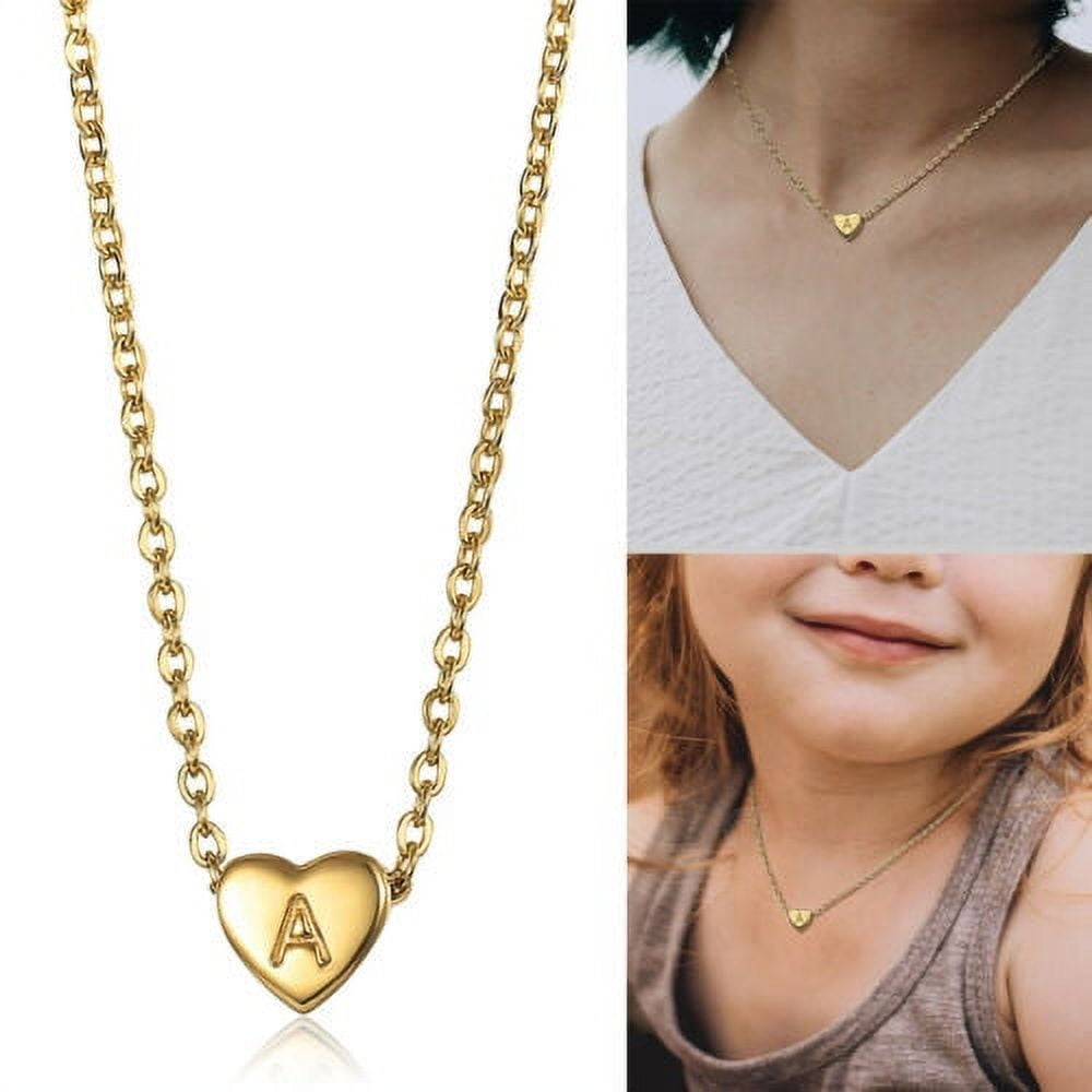 Buy Gold Heart Initial Necklace d Gold Initial Heart Letter Necklace Pendant  18K Gold Plated Including Free Gift Box & Bag Online in India - Etsy