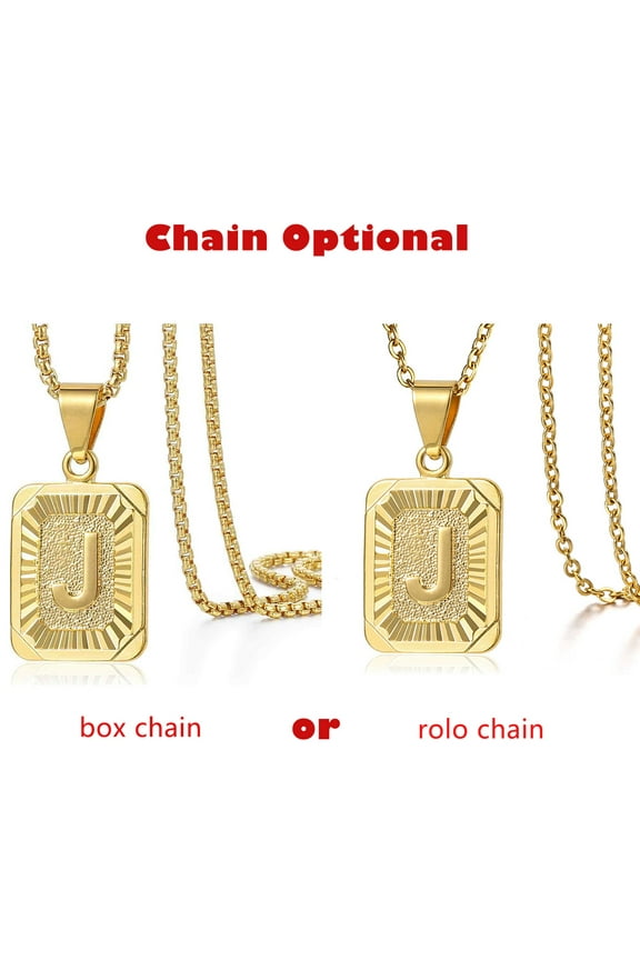 Womens Mens Gold Initial Letter Pendant Necklace Box Rolo Chain Optional