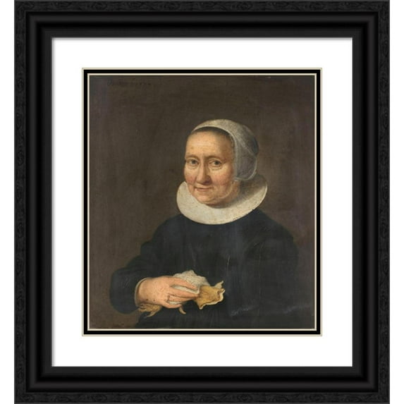 Herman Meynderts Doncker 15x16 Black Ornate Wood Framed Double Matted Museum Art Print Titled - Portrait of a Woman (1650)