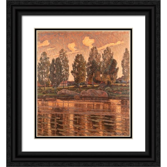 Herman Norrman 15x17 Black Ornate Wood Framed Double Matted Museum Art Print Titled - On the River Bank (1898)
