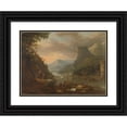 thumbnail image 1 of Herman Saftleven 24x19 Black Ornate Framed Double Matted Museum Art Print Titled: River View in a Mountainous Region (1655 - 1685), 1 of 5