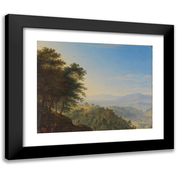 Herman Saftleven 24x20 Black Modern Framed Museum Art Print Titled - Mountainous Landscape Near Boppard on the Rhine (1660)
