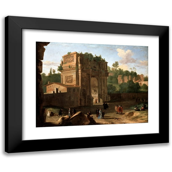 Herman van Swanevelt 24x19 Black Modern Framed Museum Art Print Titled - The Arch of Constantine, Rome