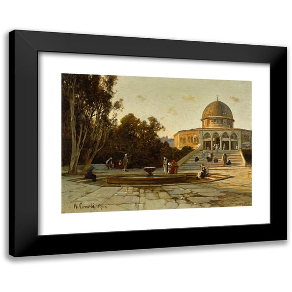 Hermann David Salomon Corrodi 14x11 Black Modern Framed Museum Art Print Titled - The Dome of the Rock, Jerusalem